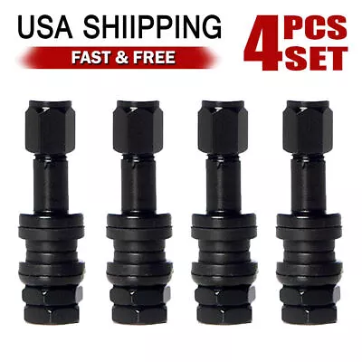 4Pcs TR48 Bolt On Tire Valve Stem Metal High Pressure Flush With Stem Cap BLACK • $7.59