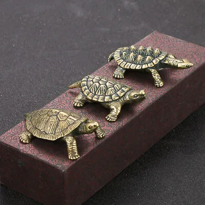 3pcs Vintage Brass Turtle Figurine Statue Home Ornaments Animal Figurines Gift • $14.89