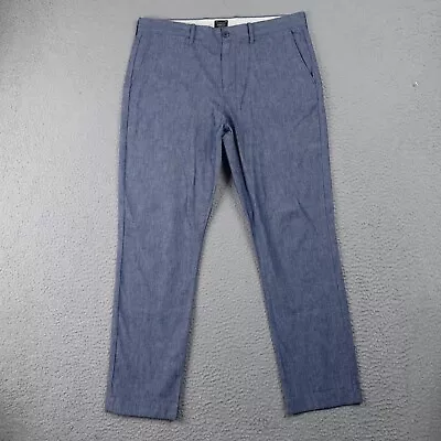 J Crew 770  Pants Mens Sz 34x30 Blue Chambray Cotton Stretch Chinos Act (35x29) • $18.53