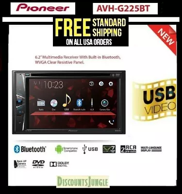 Pioneer AVH-G225BT 2 DIN 6.2  TOUCHSCREEN CAR STEREO RECRIVER USB DVD BLUETOOTH • $363.95