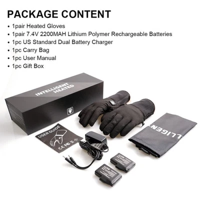 $40 • Buy INTELLIGENT HEATING Heated Gloves Liners Electric Gloves N Rechargeable Battery