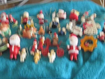 Vintage Lot Of 30 Wooden Mini Christmas Tree Ornaments Hand Painted • $19.99