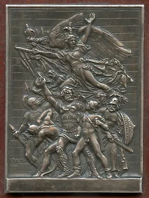 France La Marseillaise Military Silvered Art Medal By Dubois 68x50mm Wooden !!! • $25