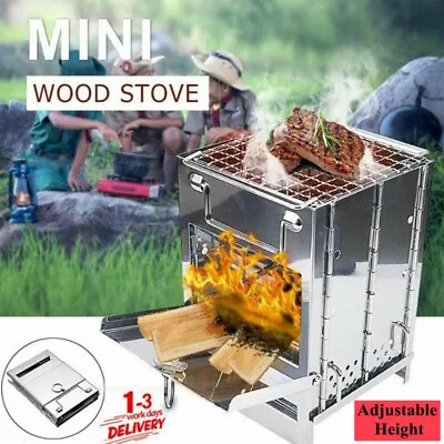 £13.88 • Buy Wood Burning Stove Portable Foldable Grill Outdoor Camping Cookware Barbecue BBQ