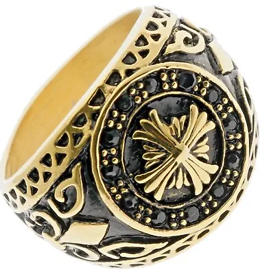 Fleur De Lis French Cross Overlay Stainless Steel Mens Ring Size 11 H6813 T52 • $19.36