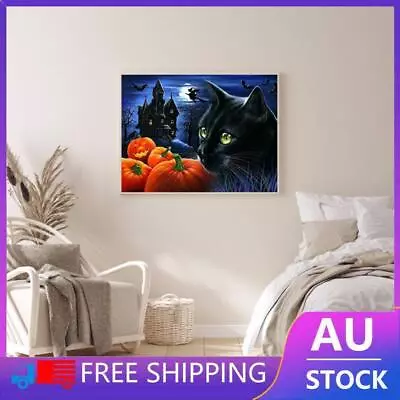 Halloween Black Cat Pumpkin Diamond Painting Kits Full Round Drill Home Decor • $10.59