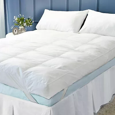 4  Inch Deep Mattress Topper Luxury Soft Hotel Quality Microfiber All Size 10cm • £23.99