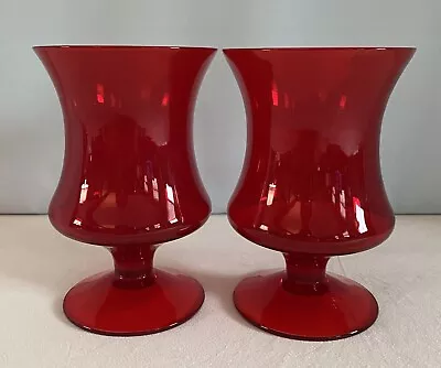 Vintage Morgantown Red Hour Glass Shape Drinking Glasses Goblets Set Of 2 • $20