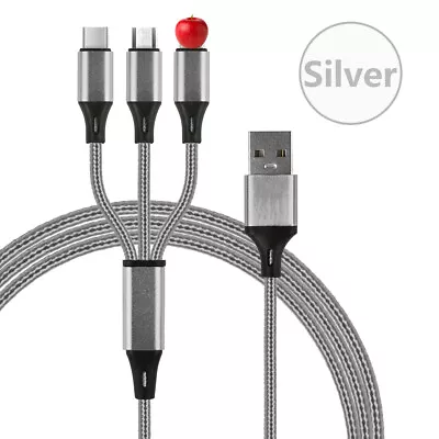 3 In 1 Multi USB Charger Charging Cable Cord For USB-C Micro USB Android IPhone • £3.24
