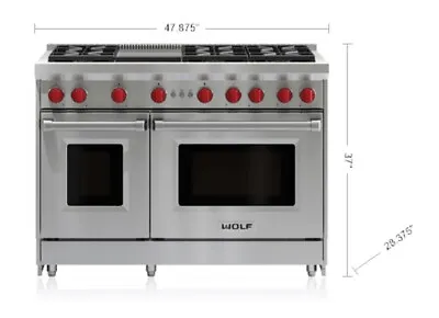 Wolf  DF486G-LP - 48 Gas Range - 6 Burners W/Griddle�Prof Essional Dual Fuel • $1