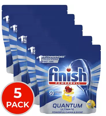 5 X Finish Quantum Ultimate Dishwasher Tablets Lemon Sparkle PK50 • $129.99