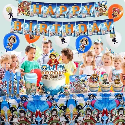 Tableware Party One Piece Anime Balloons Cake Birthday Kids Decoration Banner • $9.99