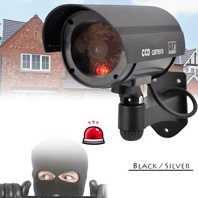 Fake Dummy CCTV Security Camera Flashing LED Indoor Outdoor Surveillance • £7.49