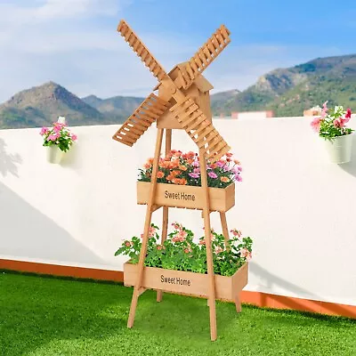 2-Tier Plant Stand Windmill Design Flower Rack Bonsai Holder For Indoor Outdoor • $49.99