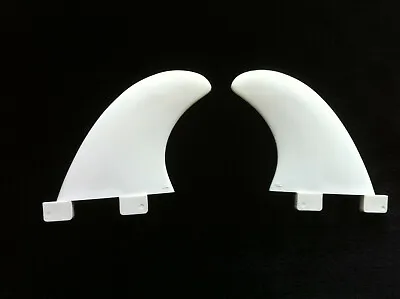 Surfboard Longboard Side Bites Fins. GL FCS Twin Fin (2 Fins) White. Rear Quads • £10.99