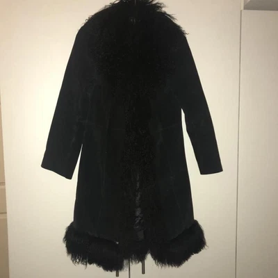 £120 • Buy VTG Penny Lane Afghan Mongolian Fur Suede Leather Coat 70s Boho Charlotte Simone