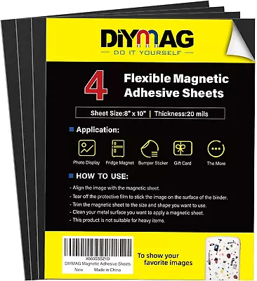 Magnetic Sheets With Adhesive Backing Cut And Customize Flexible Self Adhesive • $11.50