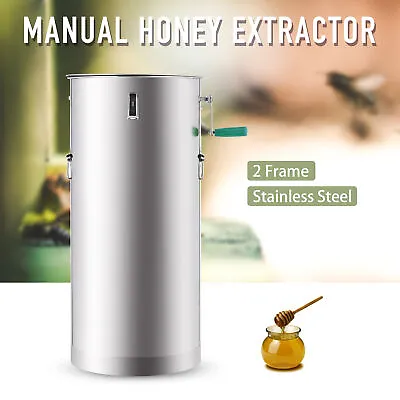 Honey Extractor 2 Frame Manual Crank Honey Beehive Beekeeping Stainless Spinner • $139.99