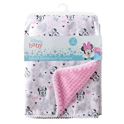 Disney Baby Girl Minnie Mouse Double Sided Baby Blanket With Printed Mink NEW • $16.99