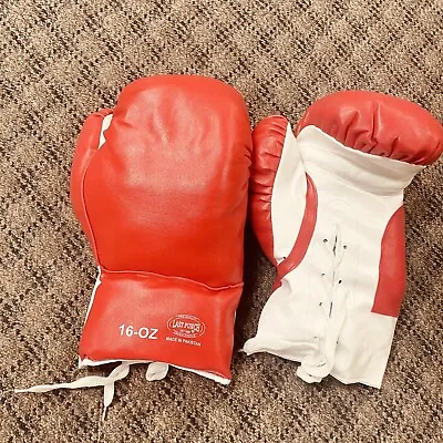 16 OZ BOXING PRACTICE TRAINING GLOVES Sparring Faux Leather Red Color • $15.99