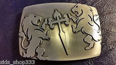 ✖Stunning! Knights Medievel Style LIONS Cross Belt Buckle ✖ Metal Silver Color • $15
