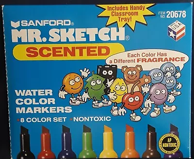 VTG 1995 Sanford MR SKETCH Scented Water Color Markers Set  Of 8 Nontoxic Tested • $11.99