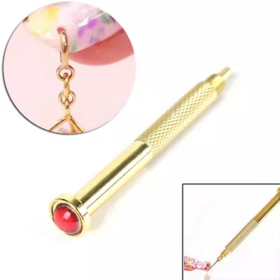 Nail Art Charm Piercing Hand Drill Hole Pierce Tool + 24 Pendants Dangle Dec GF • £6.69