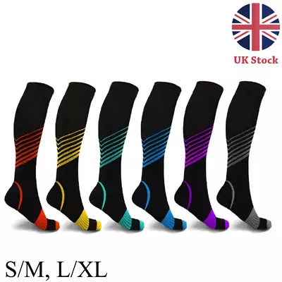 Support Compression Socks Sports Socks Stockings For Men Women 20-30mmHg S-XL • £4.98