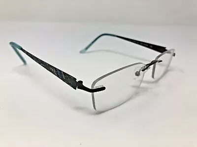 Marchon Airlock Eyeglasses Frame 202 035 51-18-135 Blue Mosaic Rimless SJ47 • $28