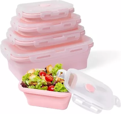 RJ.Proi Silicone Collapsible Food Containers Set Of 4- Portable Airtight • £14.99