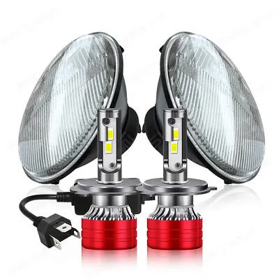 H6014 H6015 H6024 7  INCH Led HEAD Lights Lamps H4 Conversion Pairs Set Chrome • $119.99