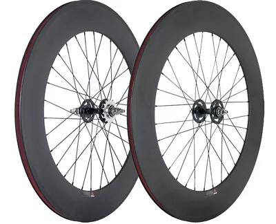 700C 88mm Track Bike Carbon Wheels Front+Rear Fixed Gear Carbon Wheelset Matte • $389