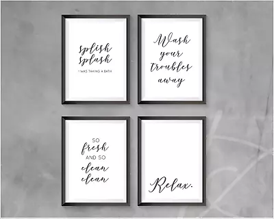 £9.49 • Buy Bathroom Prints Set Quotes Grey Minimalist Wall Home Pictures Print A4 Prints