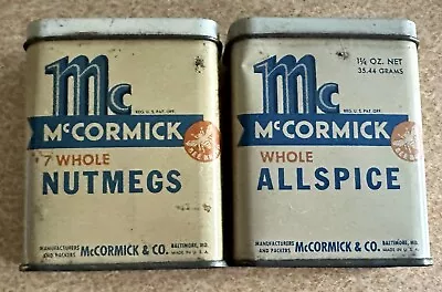 VINTAGE McCORMICK WHOLE CLOVES And ALLSPICE TIN ANTIQUE SPICE CANS • $29