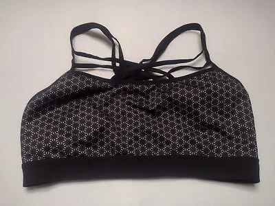 Champion C9 Sports Bra Medium Black Wireless Geometric Strappy Workout ZZ • $9.97