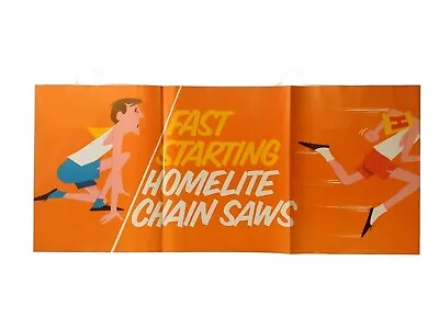 Vintage 1960s Homelite Chainsaw Track Race Dealership Advertising Poster 16 X37  • $34.29