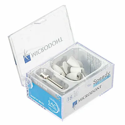 18X Microdont Dental Polisher Kit Speedygloss Polishing Bur Mandrel White Stone • $12.59