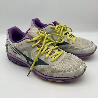 Mizuno Wave Rider 17 Women's White Purple Yellow Running Shoe Size 9.5w • $17