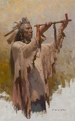 Z. S. Liang THE SACRED WAR PIPE Native American Crow Giclee Canvas #15/45  • $146.25