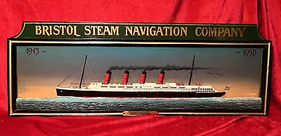 Historic Maritime Memorabilia 'HMS Aquatania' Diorama Wooden Ship Signage • £365