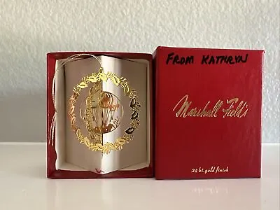 Vintage Marshall Fields 24 Kt Gold Finish Bethlehem Round Christmas Ornament • $19.99