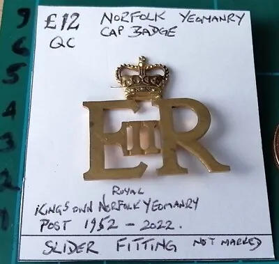 King's Own Royal Norfolk Yeomanry  Queens Crown Cap Badge. • £12