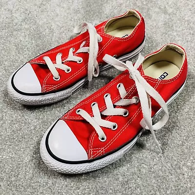 Converse Allstar Trainers Youth UK 13 EUR 31.5 Red Low Top Girl Child Lace Up • £21.77