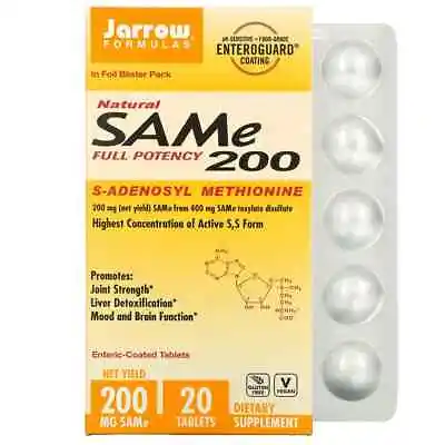 £21.49 • Buy Jarrow Formulas, SAMe 200, S-Adenosyl-L-Methionine, 200 Mg, 20 Tablets