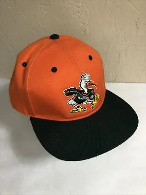 Miami Hurricanes Vintage  Embroidered Snapback Hat Orange Zephyr Mascott • $19.99