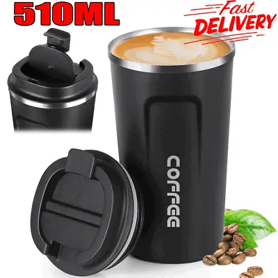 Insulated Travel Coffee Mug Cup Thermal Stainless Steel Flask Vacuum Thermos UK • £9.92