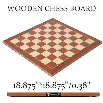 A&A 18.875  Professional Wooden Tournament Chess Board/Mahogany & Maple Inlaid • $89.13