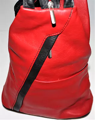 Vera Pelle Red Leather Italian Handbag/Backpack • $39.95