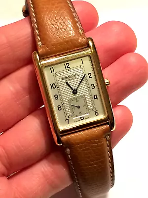 Stunning Vintage Gold Plated Swiss Raymond Weil 9831 Tank Dress Watch • $361.81