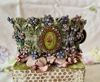 Vintage Michael Negrin Signed Victorian Jeweled Lace Bracelet W/ Lovely Design. • $105